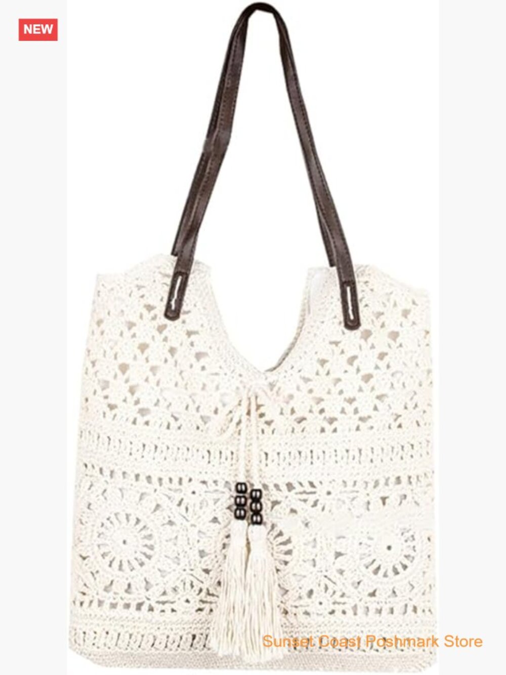 Handmade Cotton Rope Knit Boho Crochet Summer Tote Hobo Bag